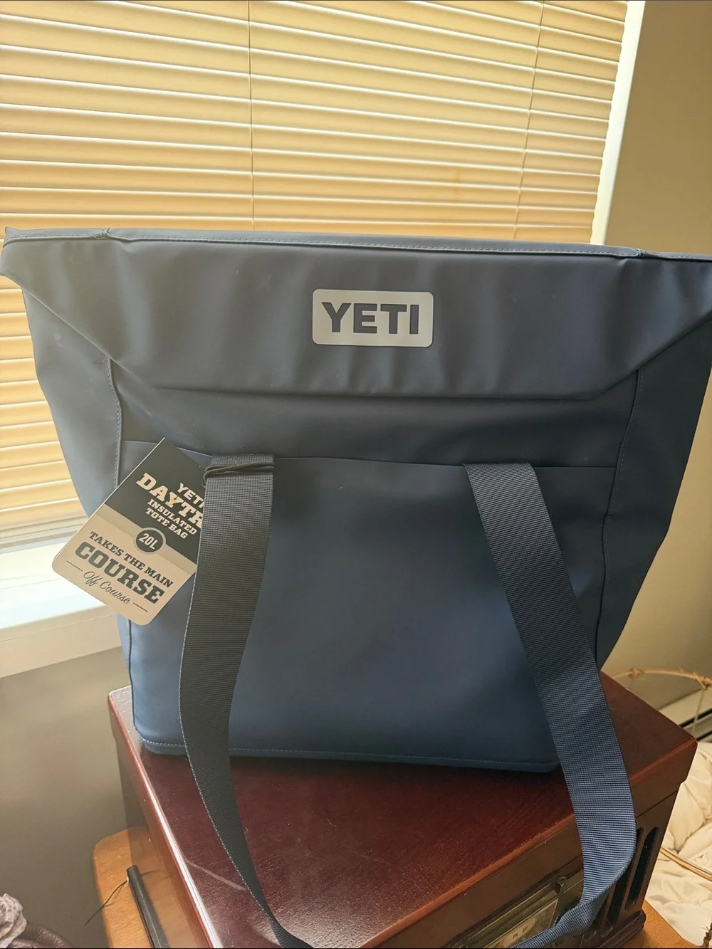 Yeti Navy Blue Tote with Front Zipper and Sturdy Straps